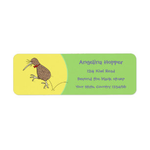 Grappig schattige Nieuw-Zeelandse kiwi-springende  Etiket