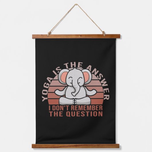 Grappig schattige olifant die yoga doet. Grappig y Hangend Wandkleed (Voorkant)