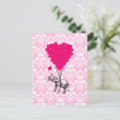 Grappig schattige olifant en roze vocht briefkaart (Staand voorkant)