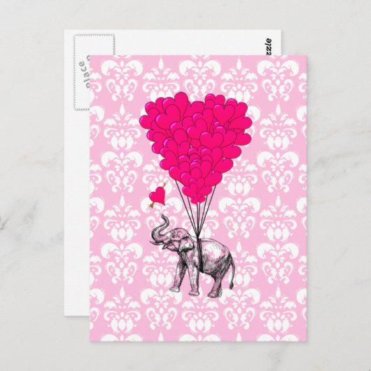 Grappig schattige olifant en roze vocht briefkaart (Voorkant / Achterkant)