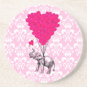 Grappig schattige olifant en roze vocht zandsteen onderzetter