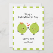 Grappig Schattige Olive You Happy Valentine's Day Feestdagenkaart (Voorkant)