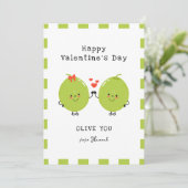 Grappig Schattige Olive You Happy Valentine's Day Feestdagenkaart (Staand voorkant)