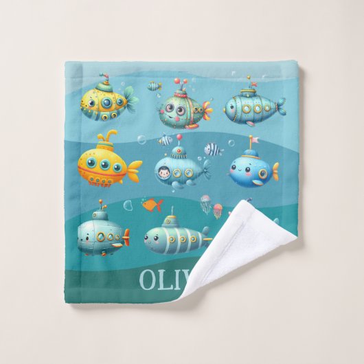 Grappig Schattige onderzeebootpatroon Kinder Washandje (Wasdoekje)