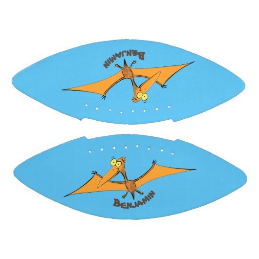 Grappig schattige oranje vliegende pterodactylcart american football (Panelen)