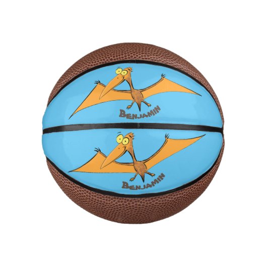 Grappig schattige oranje vliegende pterodactylcart basketbal (Voorkant)