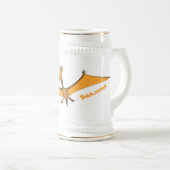 Grappig schattige oranje vliegende pterodactylcart bierpul (Voorkant rechts)