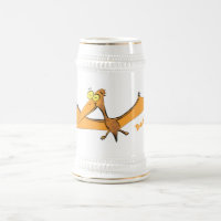 Grappig schattige oranje vliegende pterodactylcart