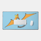 Grappig schattige oranje vliegende pterodactylcart bureaumat (Keyboard & Muis)