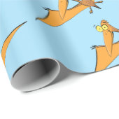 Grappig schattige oranje vliegende pterodactylcart cadeaupapier (Rol Hoek)