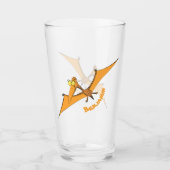 Grappig schattige oranje vliegende pterodactylcart glas (Voorkant)