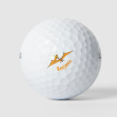 Grappig schattige oranje vliegende pterodactylcart golfballen (Voorkant)
