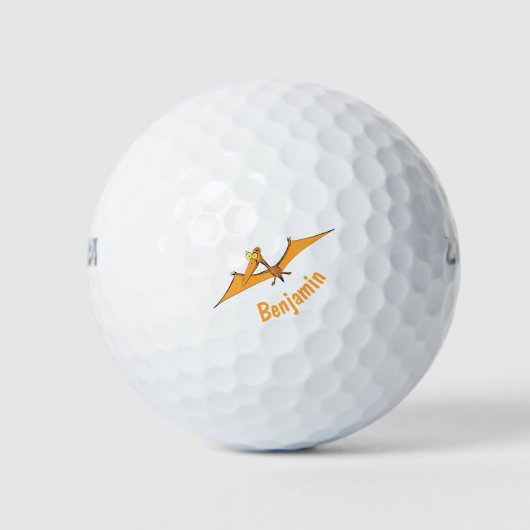 Grappig schattige oranje vliegende pterodactylcart golfballen (Voorkant)