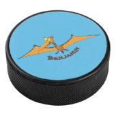 Grappig schattige oranje vliegende pterodactylcart hockey puck (3/4)