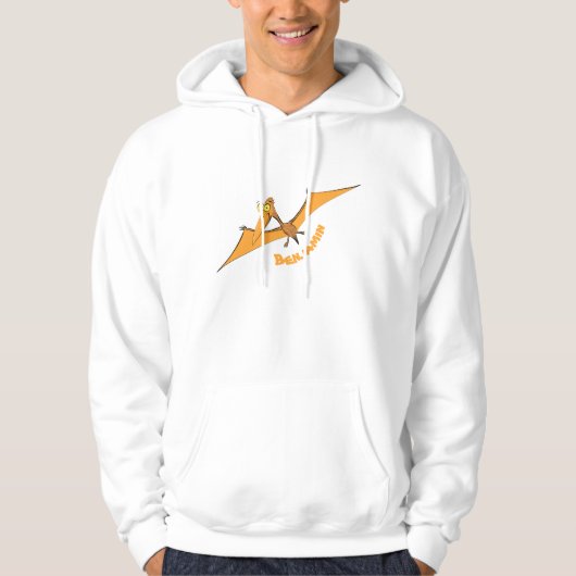 Grappig schattige oranje vliegende pterodactylcart hoodie (Voorkant)