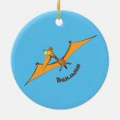 Grappig schattige oranje vliegende pterodactylcart keramisch ornament (Achterkant)