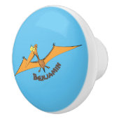 Grappig schattige oranje vliegende pterodactylcart keramische knop (Rechts)