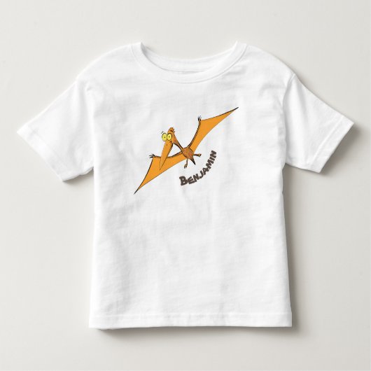 Grappig schattige oranje vliegende pterodactylcart kinder shirts (Voorkant)