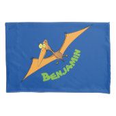 Grappig schattige oranje vliegende pterodactylcart kussensloop (Voorkant)