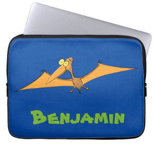 Grappig schattige oranje vliegende pterodactylcart laptop sleeve