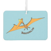 Grappig schattige oranje vliegende pterodactylcart luchtverfrisser (Achterkant)