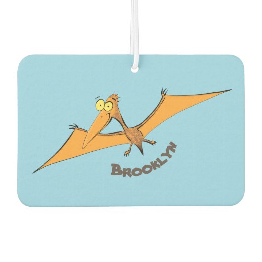 Grappig schattige oranje vliegende pterodactylcart luchtverfrisser (Voorkant)