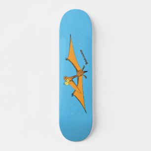 Grappig schattige oranje vliegende pterodactylcart persoonlijk skateboard