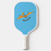 Grappig schattige oranje vliegende pterodactylcart pickleball paddle (Achterkant)