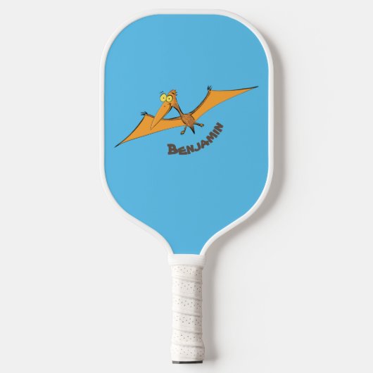 Grappig schattige oranje vliegende pterodactylcart pickleball paddle (Voorkant)