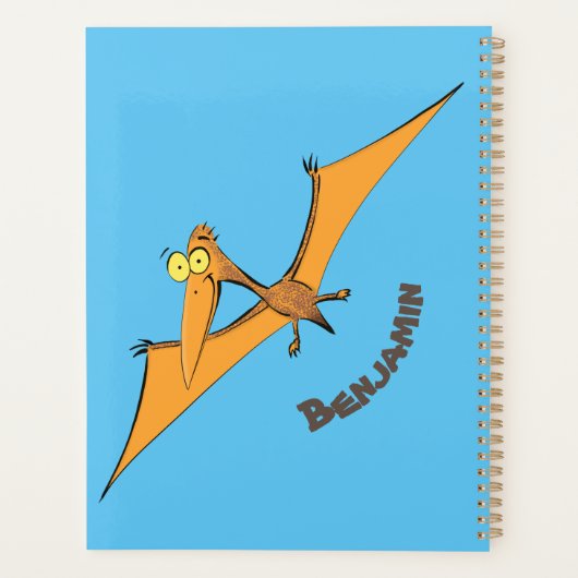 Grappig schattige oranje vliegende pterodactylcart planner (Achterkant)