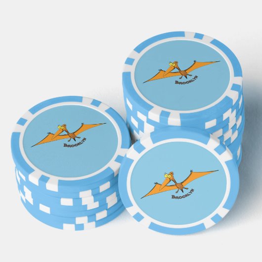Grappig schattige oranje vliegende pterodactylcart poker chips (Opstapeling)