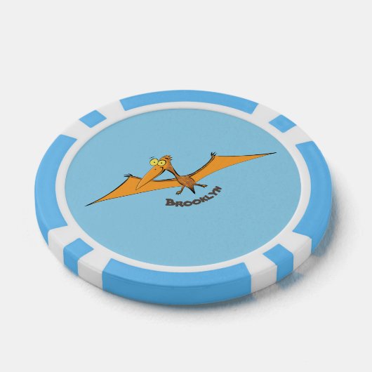 Grappig schattige oranje vliegende pterodactylcart poker chips (Enkel)