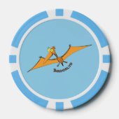 Grappig schattige oranje vliegende pterodactylcart poker chips (Voorkant)