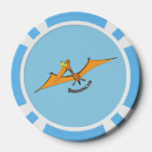 Grappig schattige oranje vliegende pterodactylcart poker chips (Achterkant)