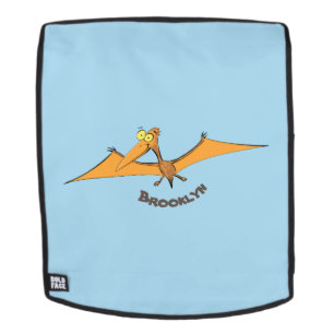 Grappig schattige oranje vliegende pterodactylcart rugtassen