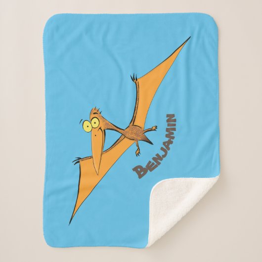 Grappig schattige oranje vliegende pterodactylcart sherpa deken (Voorkant)