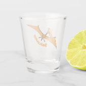 Grappig schattige oranje vliegende pterodactylcart shot glas (Achterkant)