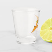 Grappig schattige oranje vliegende pterodactylcart shot glas (Links)