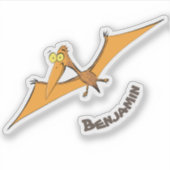 Grappig schattige oranje vliegende pterodactylcart sticker (Voorkant)