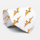 Grappig schattige oranje vliegende pterodactylcart stropdas (Opgerold)