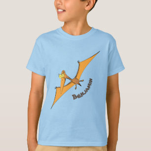 Grappig schattige oranje vliegende pterodactylcart t-shirt