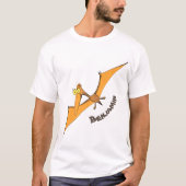 Grappig schattige oranje vliegende pterodactylcart t-shirt (Voorkant)