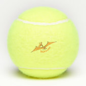Grappig schattige oranje vliegende pterodactylcart tennisballen (Achterkant)