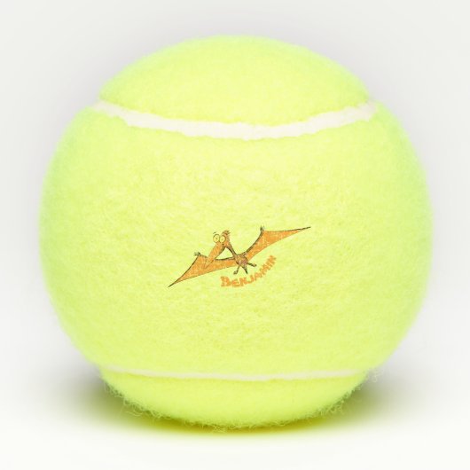 Grappig schattige oranje vliegende pterodactylcart tennisballen (Achterkant)