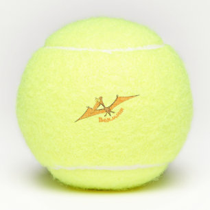Grappig schattige oranje vliegende pterodactylcart tennisballen