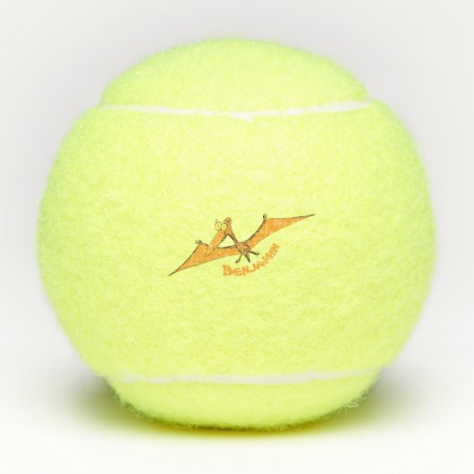 Grappig schattige oranje vliegende pterodactylcart tennisballen (Voorkant)