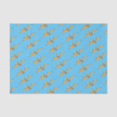 Grappig schattige oranje vliegende pterodactylcart tissuepapier (Voorkant)