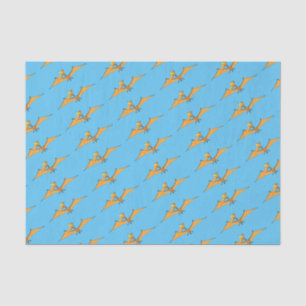 Grappig schattige oranje vliegende pterodactylcart tissuepapier