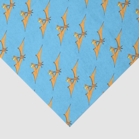 Grappig schattige oranje vliegende pterodactylcart tissuepapier (Detail)