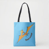 Grappig schattige oranje vliegende pterodactylcart tote bag (Voorkant)